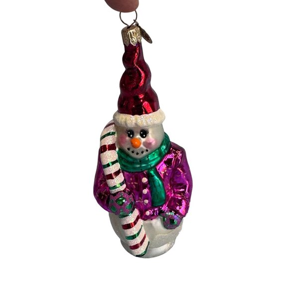 Christopher Radko Frosty Twist Snowman Ornament Rare Retired Glass 6 Inch Multic - Picture 2 of 8
